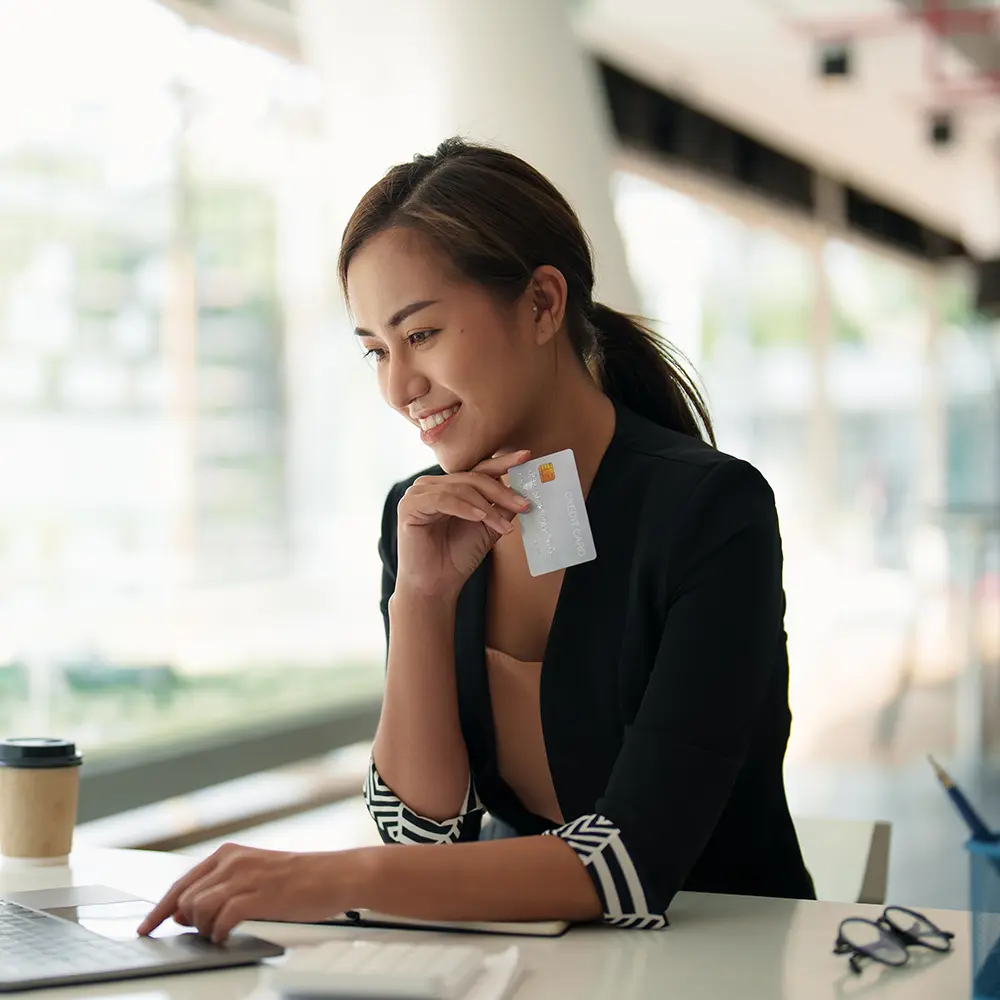 woman on laptop banking