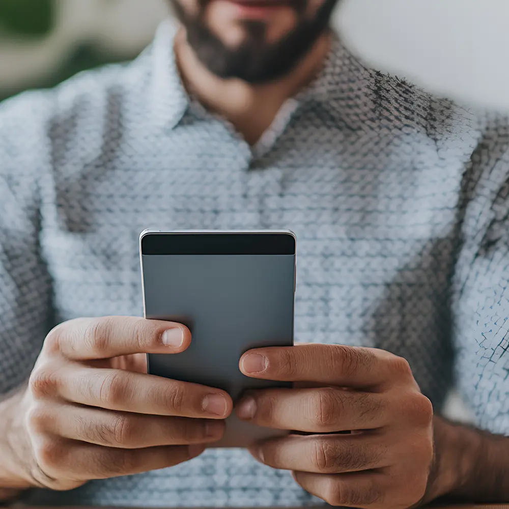 man holding phone